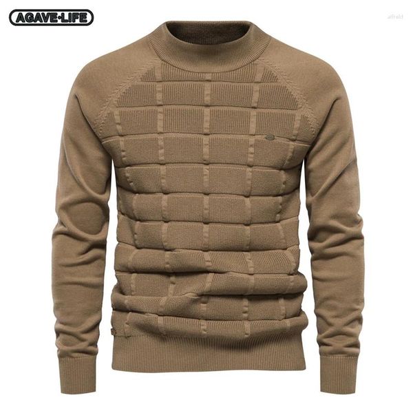 Chandails pour hommes de haute qualité tricottes à coude O-couches mâles chauds silhouette géométrique tricoté pull en tricot