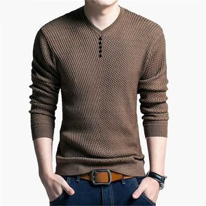 Herentruien Hot Sale Solid Color Pullover Men V Neck Men Sweater Casual Merk Merk Heren Sweaters Hoge kwaliteit Wool Cashmere Sweaters Q240527