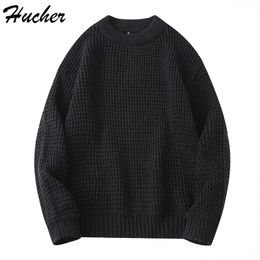 Suéteres para hombres Huncher para hombre suéter vintage de punto hombres invierno casual puente de gran tamaño masculino moda coreana suéteres de cuello alto para hombres 230222