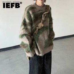 Suéteres masculinos IEFB Listrado Homens Inverno Camisola Mohair Colorido Irregular Gradiente Casual Pulôveres Moda Estilo Coreano Casual Malhas 9C3053 Q231115