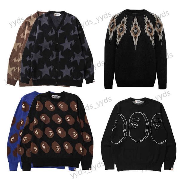 Pulls pour hommes INS Ape Head Pull Cartoon Star Lightning Pull Paresseux Vent Couple Cardigan Pull Tricoté T230327