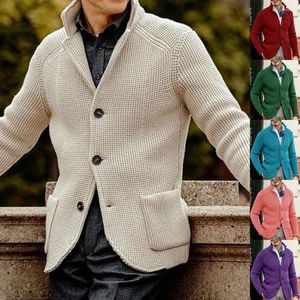 Heren truien jas herfst winter casual vest effen kleur gebreide lange mouw kasjmier gebreide trui Koreaanse kleding