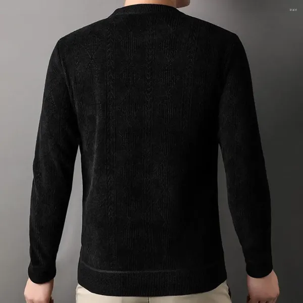 Pulls pour hommes Jacquard Design Sweater Loose Fit Men Men confortable O-cou O avec une texture de doublure en peluche tricot pour les adolescents