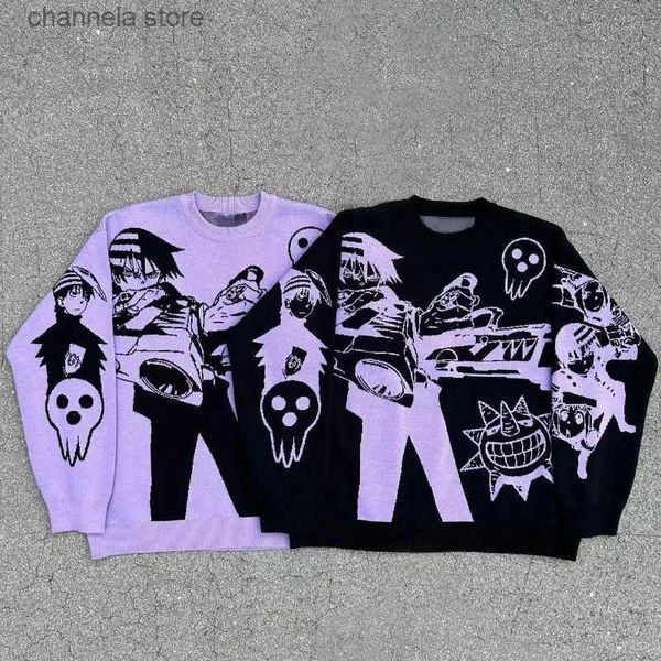 Pulls pour hommes Japonais Anime Modèle Pull Femmes Y2K Nouveau Harajuku Style Rétro Lâche Pull Pull Unisexe Casual Joker Drapé Lazy Pull T240202