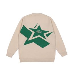 Suéteres para hombres Japonés Retro Alfabeto Estrellas Cuello redondo Suéter Hombres y mujeres Jersey High Street Oversize Suelto Casual Otoño Suéteres 220926