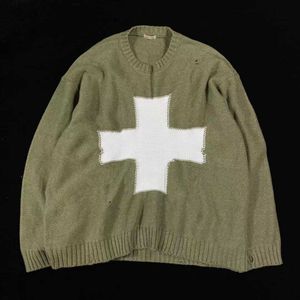 Heren Sweaters Kapital Hirata Hehong Herfst en Winter New Cross Hole losse paar ronde hals lange mouw trui