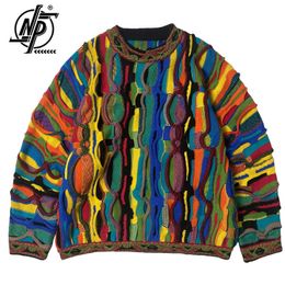 Sweaters para hombres Kapital Vintage Sweater Hombres de estilo étnico Patchwork multicolor de multicolio de punto de punto