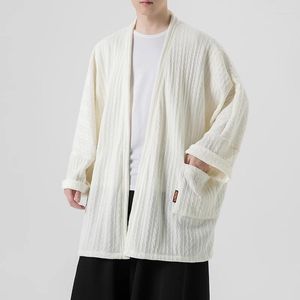 Suéteres para hombres Kimono Chaqueta de punto suelta Suéter de gran tamaño Capa Ropa de calle vintage