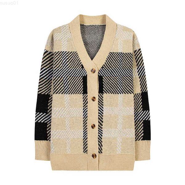 Pulls pour hommes KKSKY Mens Cardigan Pulls Manteaux 2022Fashion Loose Plaid Tricoté V Neck Cardigan Chandails Homme Vêtements Polyester Homme Chandails L230719