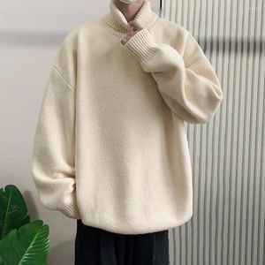 Suéteres para hombres Suéter de punto Suéter de cuello alto Cuello alto Punto cálido para otoño invierno Hombres engrosados suaves