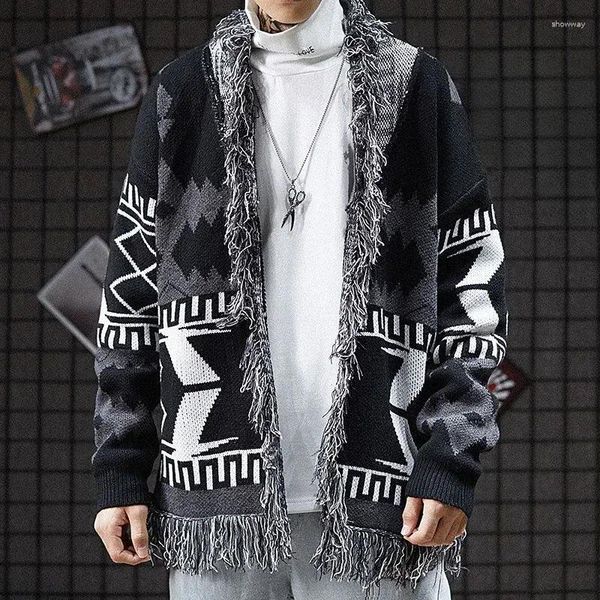 Pulls de chasque pour hommes en tricot moulage de veste graphique noire masculine pas de sweat à capuche cardigan tassel Vente V commande Designer Joters Luxury Casual