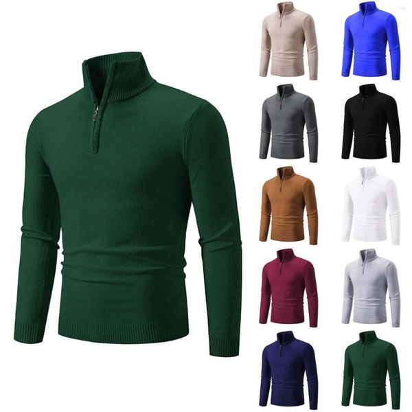 Pulls pour hommes Pull en tricot Couleur unie Col rond Pull à manches longues Automne et hiver Chemise Garçons T-shirts