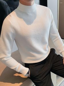 Pulls pour hommes Tops basiques tricotés Hommes Automne Casual Manches longues Pull à col montant Slim Fit Bottoming T-shirt Mens Knit Streetwear