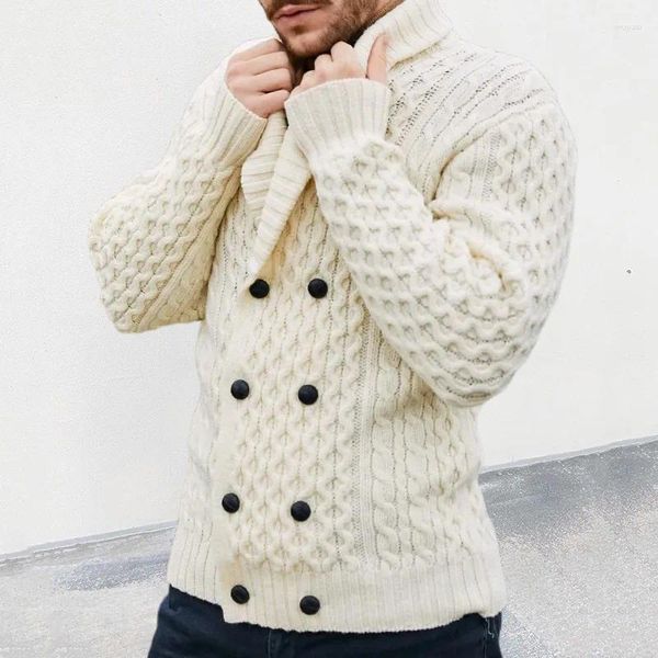 Suéteres para hombres Cárdigan de punto 2024 Otoño e invierno Abrigo de suéter floral de manga larga con cuello en V y doble botonadura