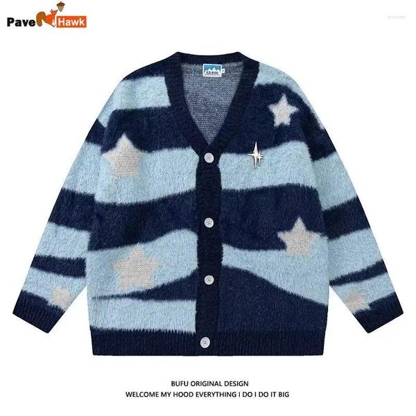 Pulls de chandail masculin Pull de cardigan tricot des hommes femme automne-patron d'automne chaures harajuku streetwear hip hop lâche