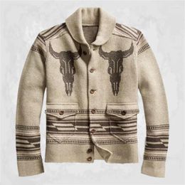 Pulls pour hommes manteaux tricotés veste à manches longues revers Cardigan pull pour hommes vêtements d'extérieur à simple boutonnage