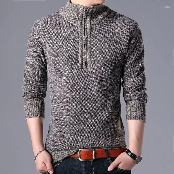 Suéteres para hombres de punto para hombres Sin sudadera con capucha Hombre con cremallera con cuello Jerseys Casual Cremallera Ropa Tops Modo Maletry Street Estilo coreano X A