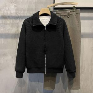 Pulls pour hommes tricotés pour hommes veste uni manteau vert homme vêtements fermeture éclair zip-up couleur unie cardigan printemps automne grande taille a s