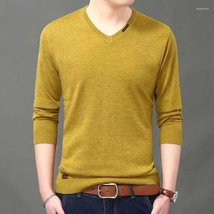 Pulls pour hommes tricotés pour hommes plaine col en V homme vêtements couleur unie pulls lisses produits de vente 2023 Baggy élégant vieux mode