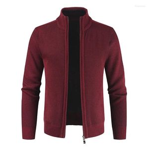 Pulls pour hommes Vestes tricotées 2024 Cardigan Veste Casual Col Stand Couleur Solide Pull Outcoat