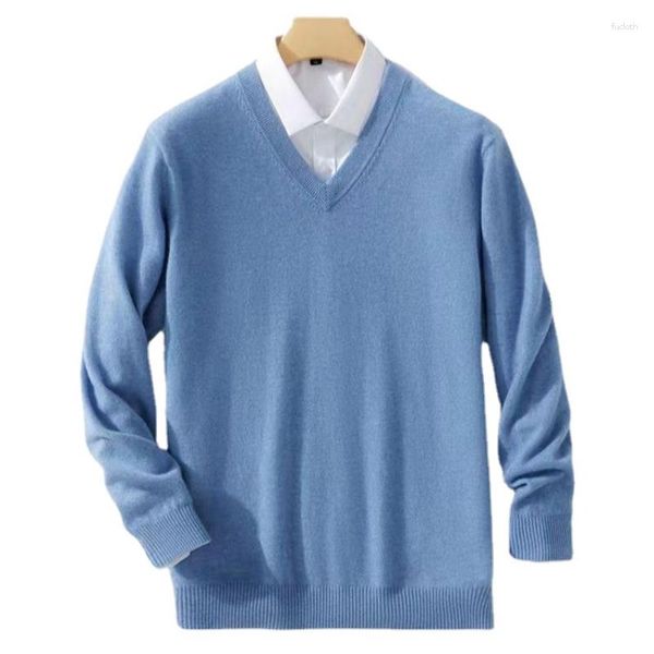 Sweaters para hombres suéter de punto para hombres Morticistas clásicos Classic en V Mégrafo 2023 Invierno Cajeza de cachemir Cotton Algodón