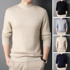 Pulls pour hommes pull tricoté ourlet côtelé élégant col mi-haut coupe ajustée doux chaud tricot anti-boulochage automne/hiver