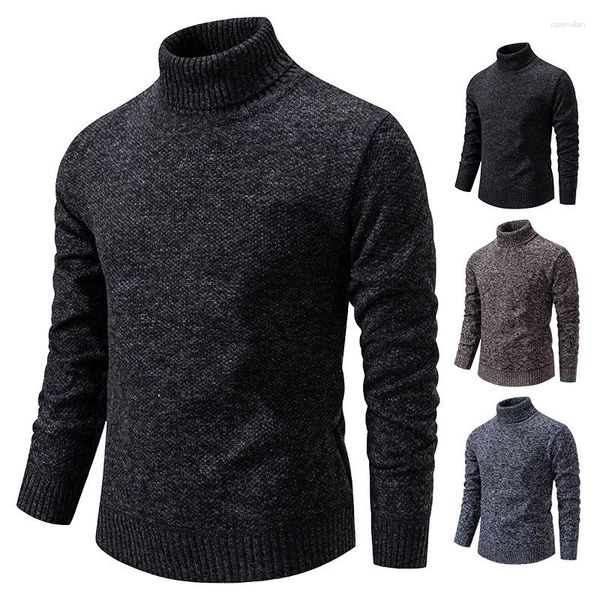 Les pulls masculins tricot-tricot automne et hiver en peluche haute pulte épais pull de base
