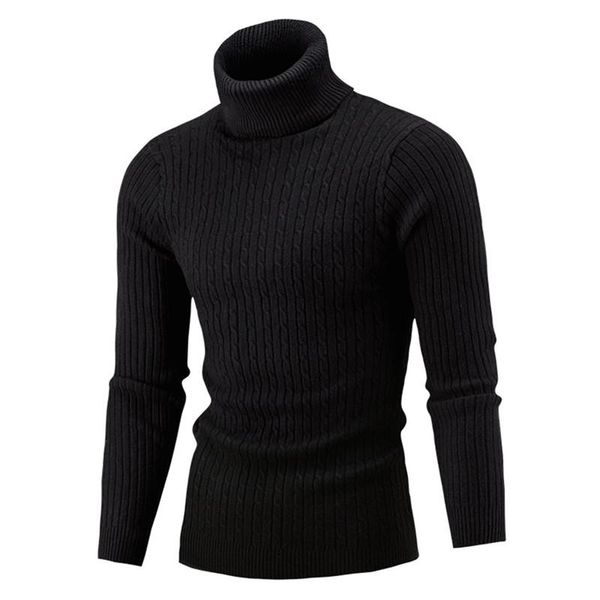 Suéteres para hombres Otoño coreano Ropa de invierno Hombres Suéter de cuello alto Adultos Manga larga Cuello alto Jersey Punto StreetwearMen's