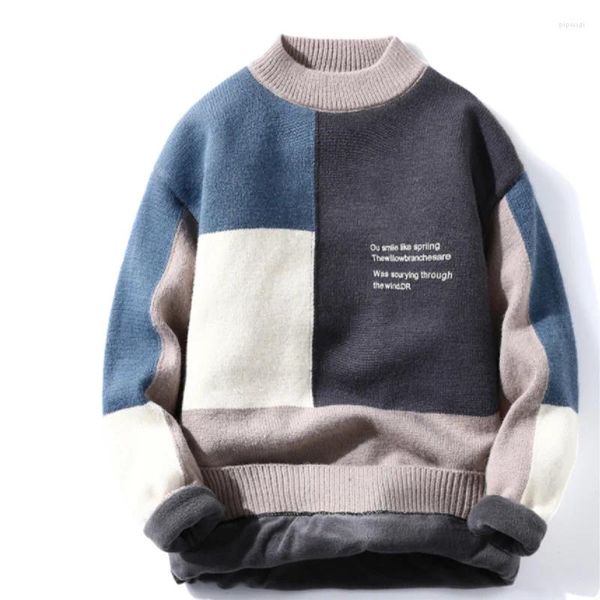 Suéteres para hombres moda coreana otoño hombres casual estilo vintage suéter lana cuello alto 2024 invierno cálido algodón jerseys punto