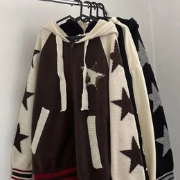 Herentruien Koreaanse mode heren hoodie met ritssluiting Ster herfst winter trui Y2k Street chic Vintage heren vesten jassen sweatshirt truien 231017