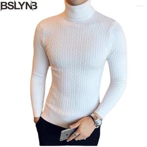 Pulls pour hommes mode coréenne Slim Fit couleur unie pull à col roulé hommes hiver à manches longues chaud tricot classique pull décontracté