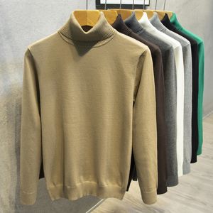 Suéteres para hombres Moda coreana Slim Fit Cuello alto Hombres Casual Manga larga Punto Suave y cómodo Fibra Cuello alto 220916