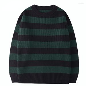 Suéteres de hombre suéter de punto coreano hombres mujeres Harajuku Casual algodón pulóver Tate Langdon mismo estilo verde rayas Tops 2022 otoño