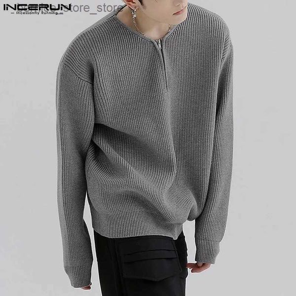 Pulls pour hommes Style coréen Casual Style simple Tops Hommes Casual All-Match Pull Fashion Party Vente chaude Solide Semi-Zip Pulls S-5XL Q231206