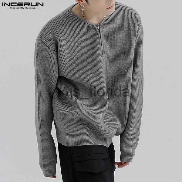 Chandails pour hommes Style coréen Casual Style simple Tops Incerun Hommes Casual All-Match Pull Fashion Party Vente chaude Solide Semi-Zip Pulls S-5XL J231111