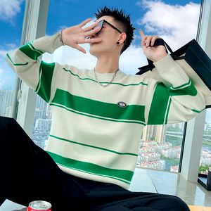 Pulls pour hommes Style coréen Hommes Automne Top Qualité Casual Knit SweaterMale Mode Slim Fit Pull rayé Mâle à manches longues 3XL 230830