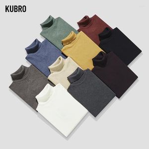 Pulls pour hommes kubro automne à col roulé hivernale hommes de touche décontractée de couleur solide de couleur solide