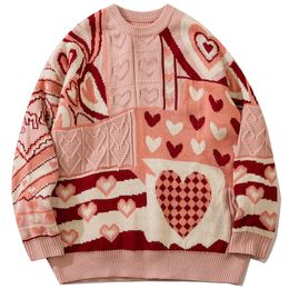Pulls pour hommes LACIBLE Streetwear automne hiver pull femmes hommes amour motif tricoté Vintage Harajuku pull décontracté coton 230807