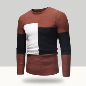 Pulls pour hommes Pull léger élégant Colorblock tricoté Slim Fit doux chaud pull pour l'automne/hiver printemps automne
