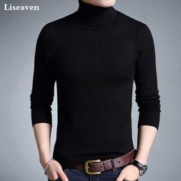 Pulls pour hommes Liseaven hiver chaud pull Turtlene marque s Slim Fit pull tricots Double col pulls G221018