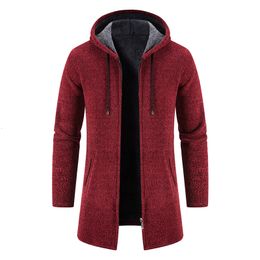 Chandails pour hommes Long Cardigan hiver coupe-vent sweats à capuche chauds manches vestes à glissière manteaux confortables 230302