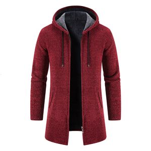 Suéteres para hombres Cárdigan largo Invierno A prueba de viento Sudaderas con capucha Mangas con cremallera Chaquetas Abrigos cómodos 230302