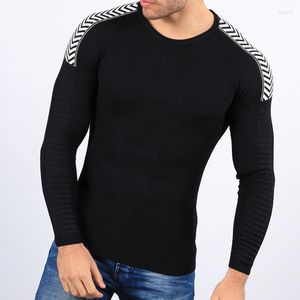 Pulls pour hommes Pull à manches longues 2023 Printemps et automne Slim Col rond Rayé Casual Grande Taille