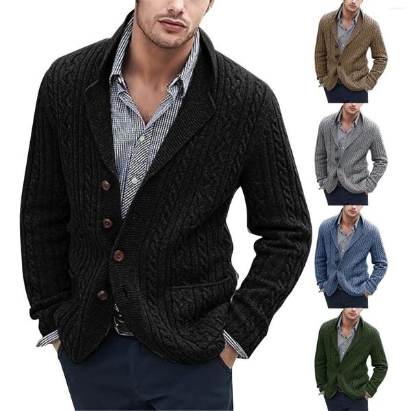 Chandails pour hommes Cardigan tricoté à manches longues manteaux d'hiver chauds à boutonnage simple pour hommes manteau hommes grands et grands