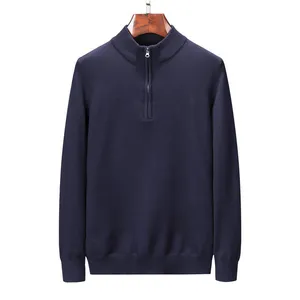 Suéteres para hombres suéter largo Algodón marrón cuello redondo tejer línea de bordado Moda de lujo para hombre diseñador polo suéter navidad Manténgase abrigado en invierno M-3XL.