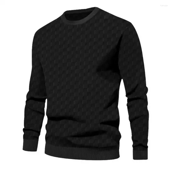 Sweaters para hombres Fit Fit Top Camisa Relajada Patrón a cuadros de manga larga Camiseta para hombres con manguito elástico Fall