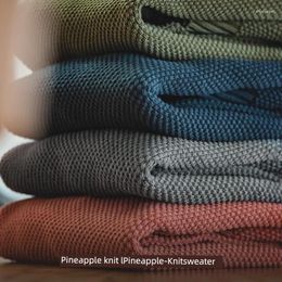 Suéteres masculinos enejan el producto de ropa de trabajo gris patrón de piña con camisa de punto de punto de cuello redondo grueso para otoño