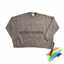 Pulls pour hommes font de vieux trous pull hommes femmes 1 1 haute qualité lâche tricot surdimensionné sweat-shirt éphémère