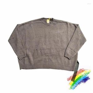 Pulls pour hommes font de vieux trous pull hommes femmes 1: 1 sweat-shirts surdimensionnés en tricot lâche de haute qualité