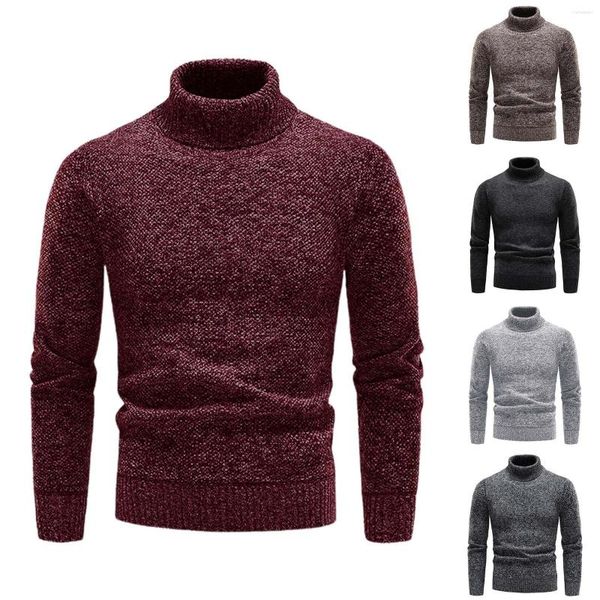 Suéteres para hombre, Otoño e Invierno, informal, cuello alto, manga larga, vacaciones, exterior, tejido de lana, abrigo oscilante para hombre, abrigos gruesos